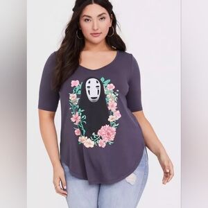 Torrid Studio Ghibli Spirited Away No Face Top Slate Gray sz 1x